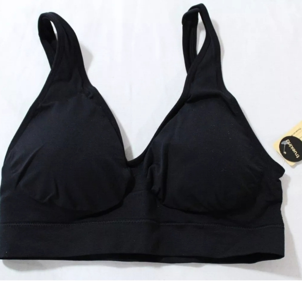 Truekind Women's Everyday Essential Throw-On Wirefree Bra Black Small New